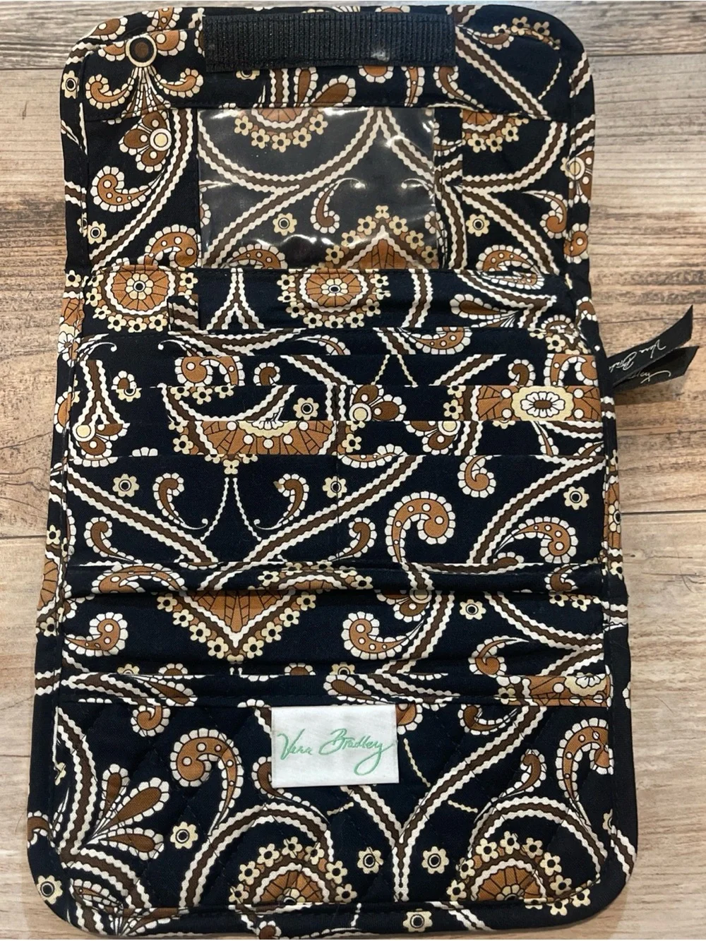 Vera Bradley Quilted Trifold Wallet Organizer Clutch Retired Pattern Caffe Latte - Picture 3 of 3